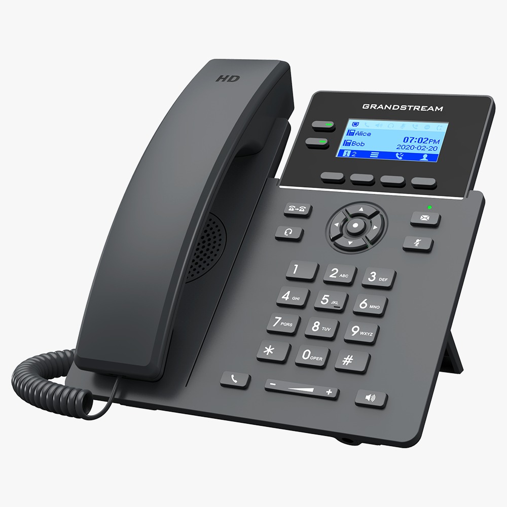 هاتف جراند ستريم  IP احترافي من سلسلة GRP، مصمم للمكاتب الصغيرة والمتوسطة. يتميز بشاشة LCD ملونة مقاس 2.41 بوصة، ويدعم حتى خطين و4 حسابات SIP. يحتوي على مكبر صوت ثنائي الاتجاه مع صوت عالي الدقة، ويدعم مؤتمرات صوتية تصل إلى 5 مشاركين. يتميز بتقنية إلغاء الضوضاء AI لتقليل التشويش. يوفر منفذي Ethernet Gigabit مع دعم Power over Ethernet (PoE)، مما يسهل التوصيل والتثبيت. يدعم أيضًا التحكم عن بُعد عبر GDMS وتخصيص الوجه الأمامي