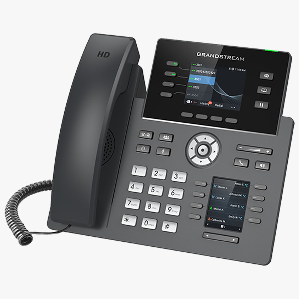 Grandstream IP Phone supporting 4 lines with dual displays, 20 programmable keys, Wi‑Fi and Bluetooth