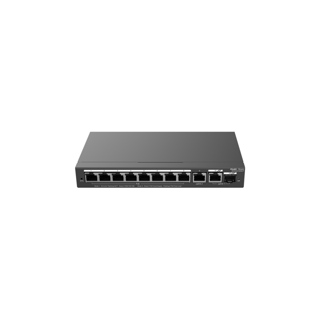 سويتش شبكي ذكي 10 منافذ Gigabit مع منافذ PoE ومنافذ Uplink