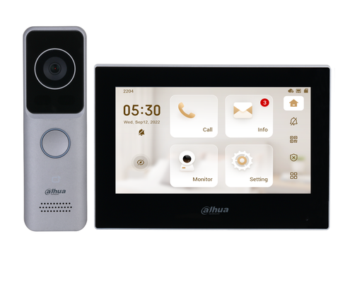 طقم انتركوم فيديو IP Dahua KTW02 مع شاشة لمس 7″ وكاميرا باب